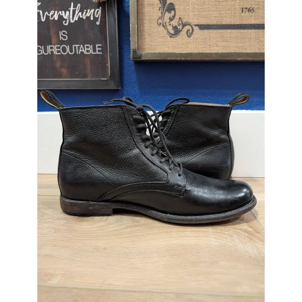 Frye Black Pebbled Leather Phillip Lace-Up Boots Mens 8.5 D Mexico